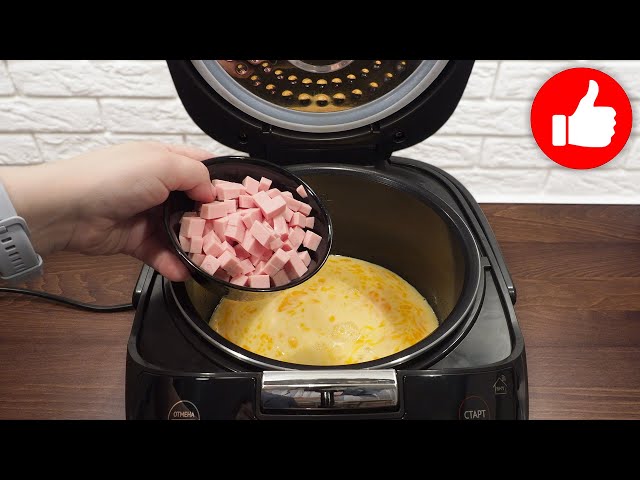 Омлет с колбасой в мультиварке на завтрак
