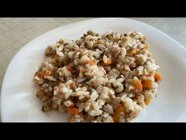 Рис и гречка с овощами и мясом