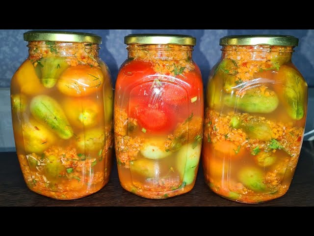 Вкусные и хрустящие зеленые помидоры в овощной заливке