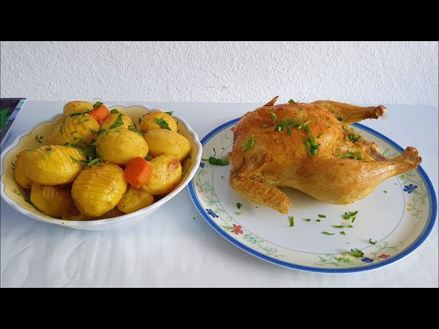 Картошка гармошечкой с запеченной курочкой на ужин