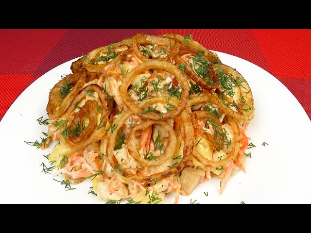 Простой салат на праздник за 10 минут с корейской морковкой и опятами