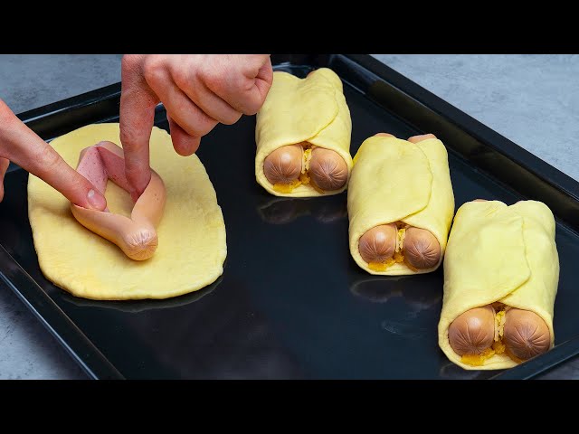 Слойки с сосисками и сырной начинкой