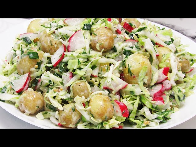 Вкусный салат из молодой картошки и капусты