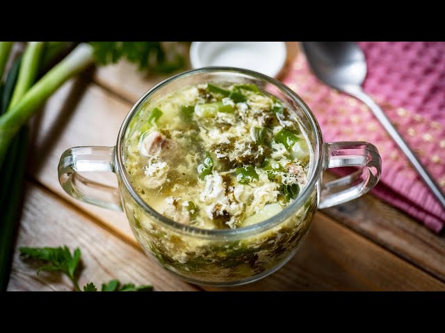 Щавелевый суп с зеленым луком