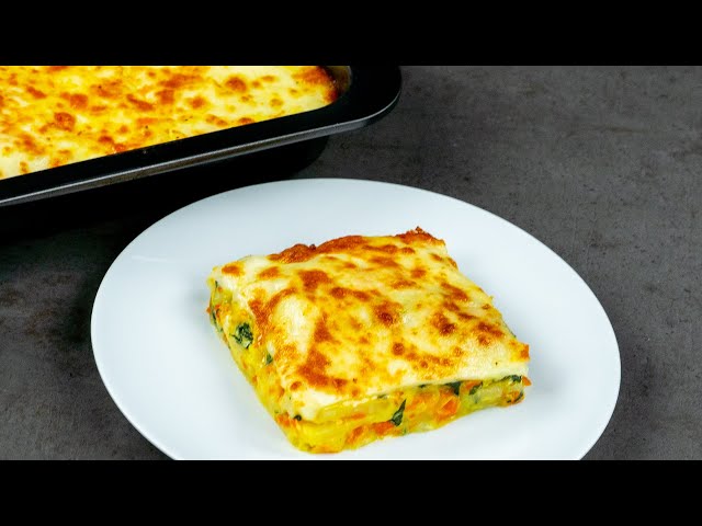 Овощная запеканка с картофелем, морковью и шпинатом