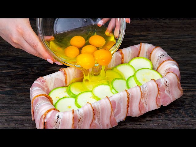 Запеканка из курицы, кабачков, сыра и бекона
