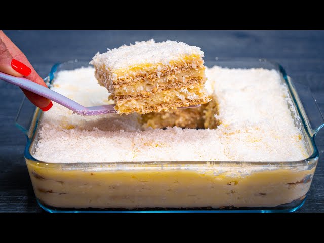 Десерт с печеньем и кокосовым кремом