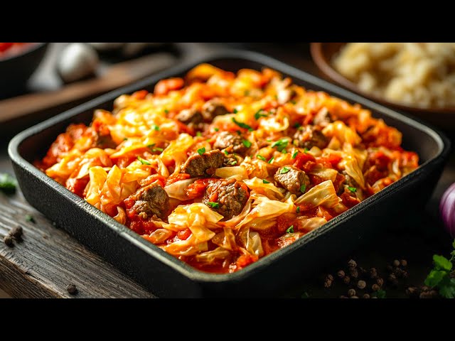 Нежное и сочное тушёное мясо с капустой под сметанно-аджичным соусом