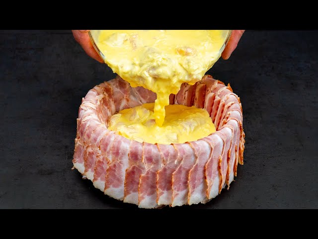 Запеканка с курицей, беконом и картофелем