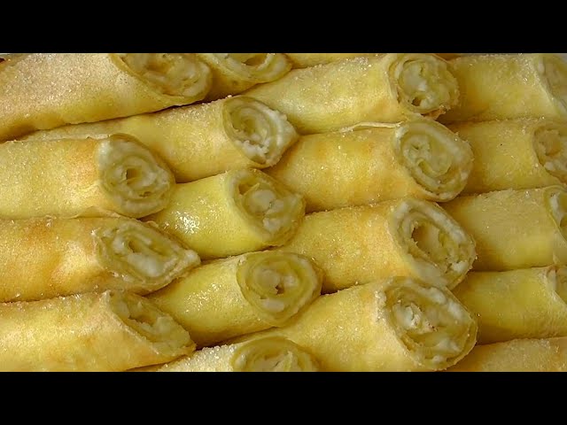 Нежные блинчики с творожной начинкой и ванилью