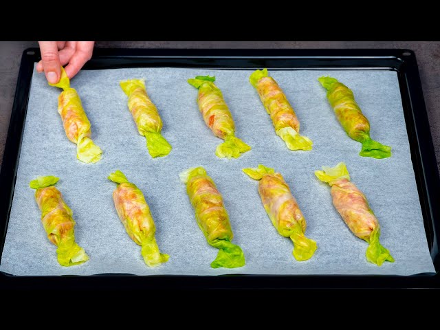 Капустные рулетики с фаршем и грибами в духовке