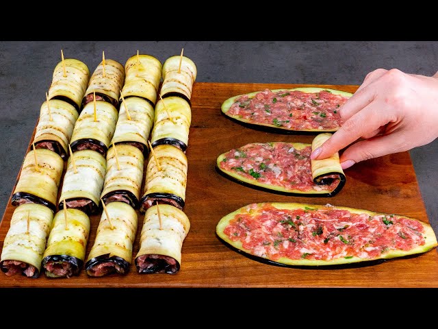 Баклажанные рулетики с мясной начинкой