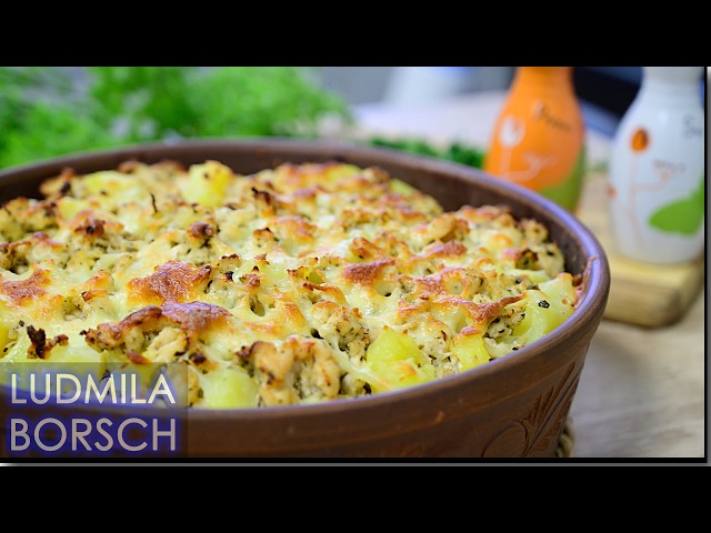 Картофельная запеканка с куриным фаршем и моцареллой
