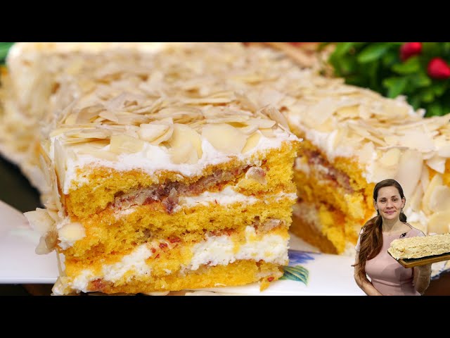 Норвежский торт с безе, орехами и сливочным кремом