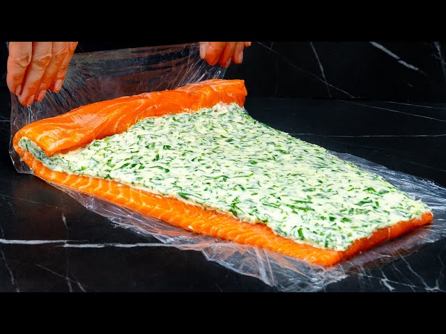 Лосось с ароматной сливочной начинкой и овощами