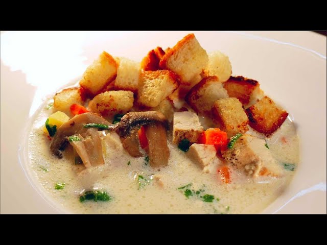 Сырный суп с курицей и грибами Сырный суп с курицей и грибами