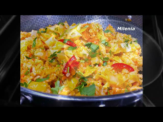 Тушеная капуста с рисом и овощами