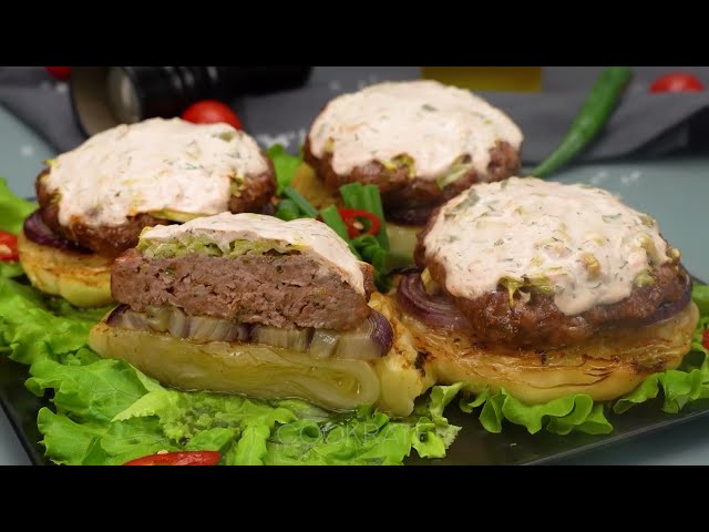Капустная башня с мясом и йогуртово-горчичной заправкой
