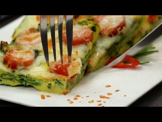 Быстрый омлет со шпинатом, черри и сыром