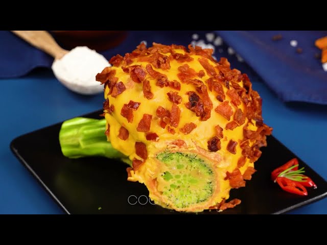 Брокколи под сырным соусом с беконом