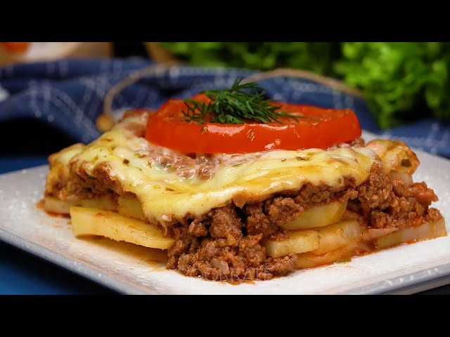 Запеканка с картофелем, говяжьим фаршем и сыром