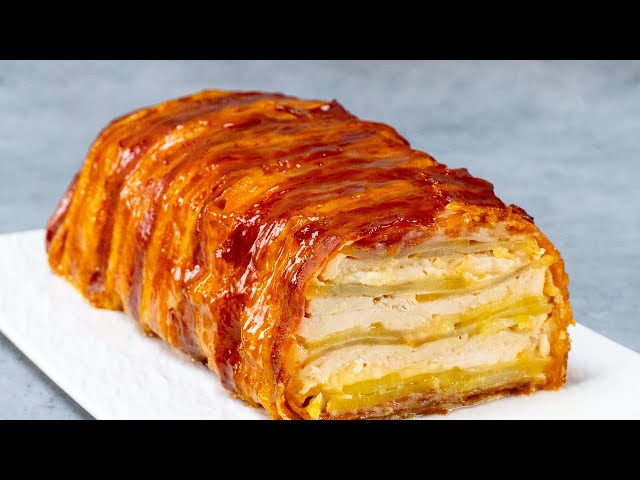 Куриная грудка в беконе с овощным салатом по-польски