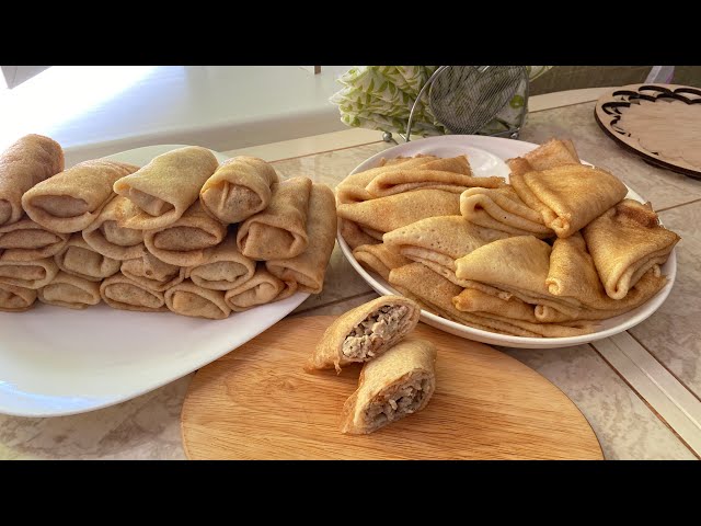 Тонкие блины с мясной начинкой