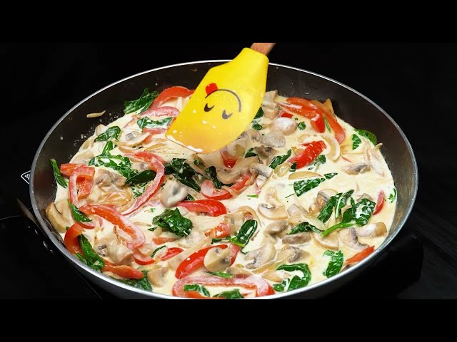 Нежный лосось с овощным рагу и сливочным соусом