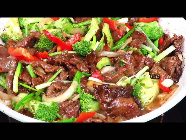 Стиp-фрай с говядиной, брокколи и рисом жасмин