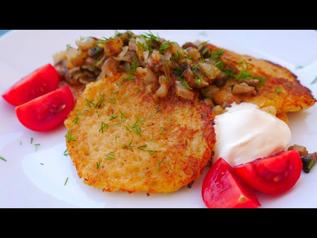 Хрустящие драники с грибами и луком