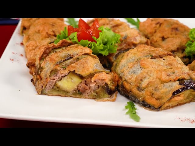 Запечённые баклажаны с мясным фаршем и соусом из мёда и горчицы