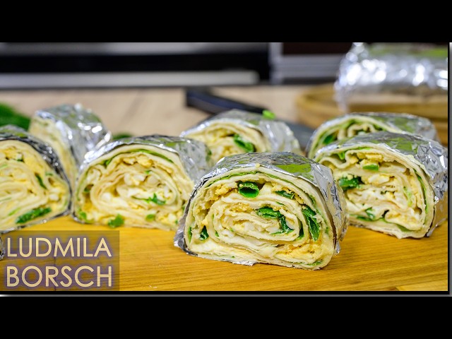 Рулетики из лаваша с яйцом и сыром