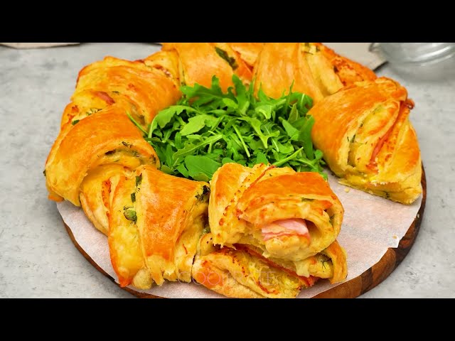 Слоёные рулеты с ветчиной, яйцом и зеленью