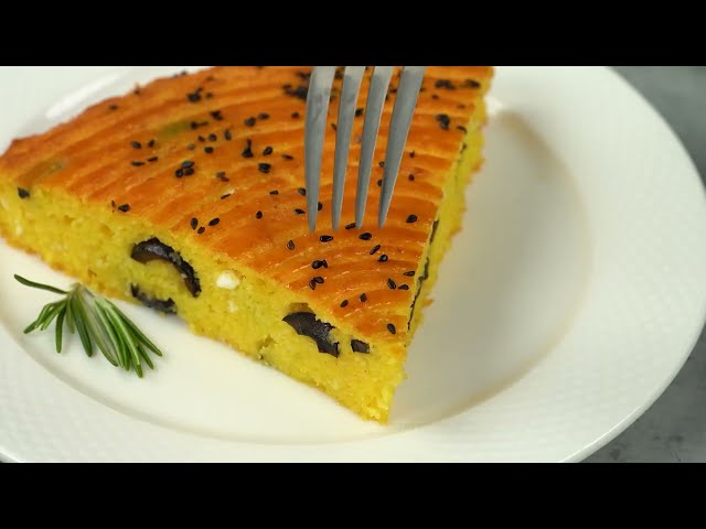 Творожная запеканка с маслинами и кукурузной мукой