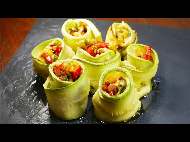 Рулетики из кабачков с сыром