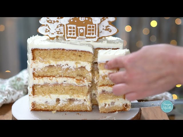 Карамельный торт с грушевой начинкой и нежным кремом