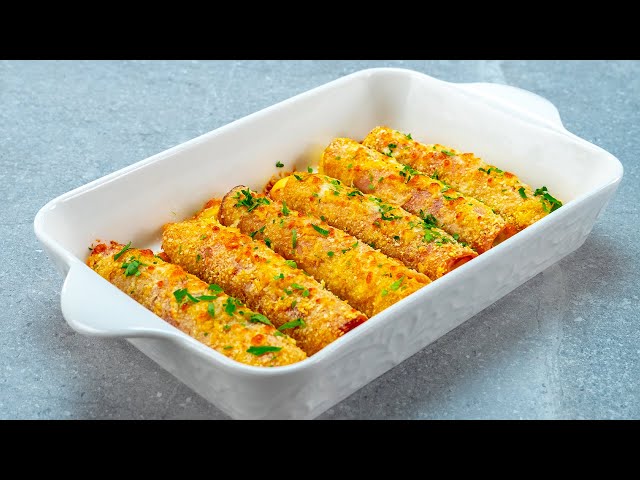 Рулетики из окорока с сыром и грибами