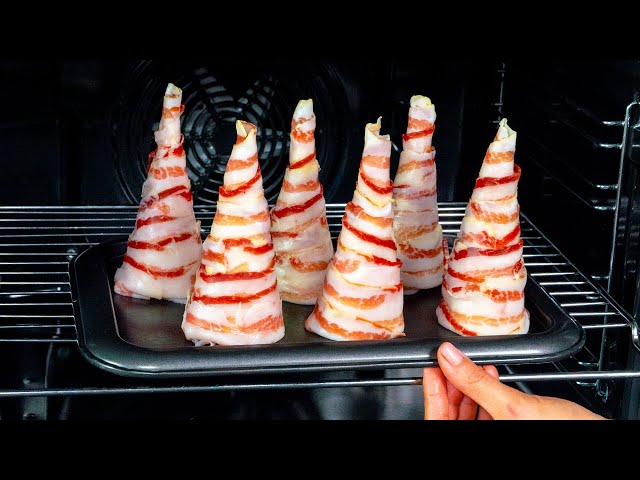 Сочная курица с картофелем и моцареллой в беконе