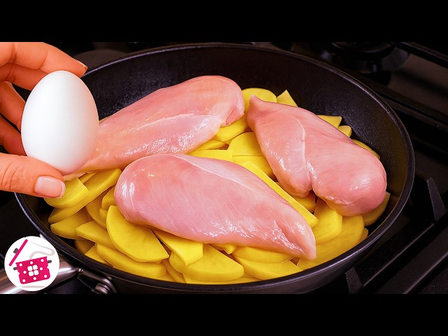 Курица с картофелем и сыром на сковороде