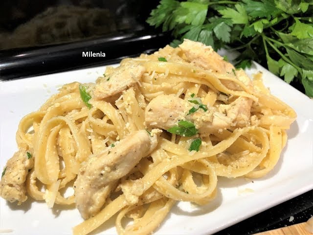 Феттучини Альфредо с курицей по-домашнему