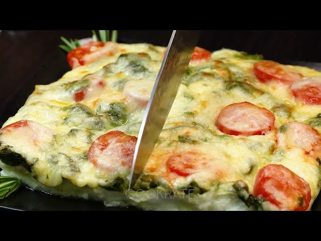 Запеканка со шпинатом, моцареллой и соусом Цезарь