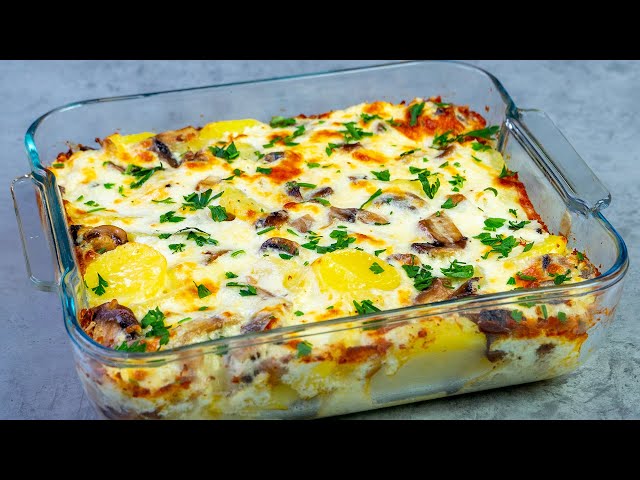 Картофельная запеканка с грибами и сыром