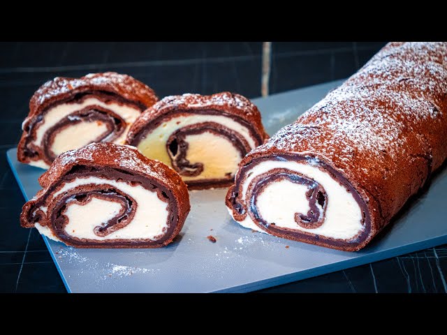 Шоколадный рулет со сливочным кремом