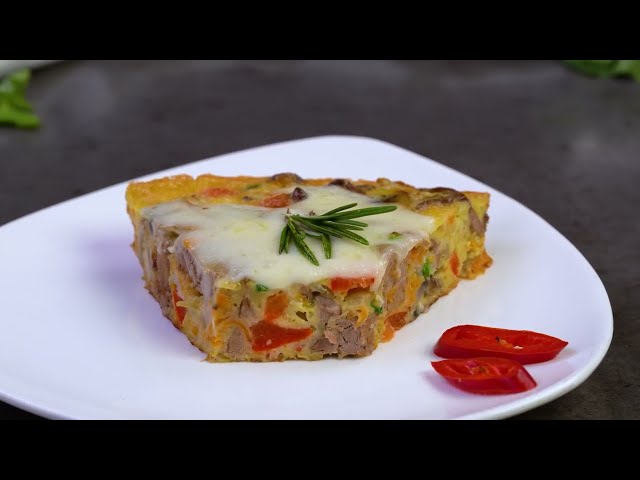 Запеканка с печенью, овощами и моцареллой