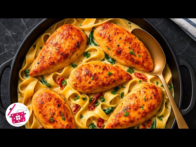 Кремовая паста с курицей, томатами и шпинатом
