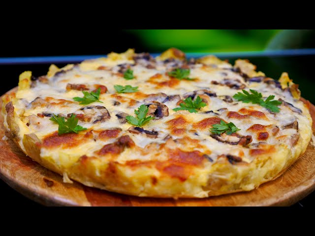 Картофельный пирог с курицей и грибами