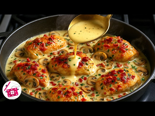 Сочная курица с грибами и беконом
