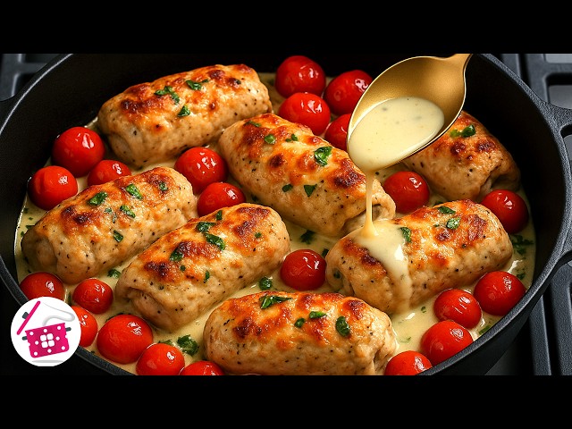 Куриные рулетики с песто и сливочным соусом Куриные рулетики с песто и сливочным соусом