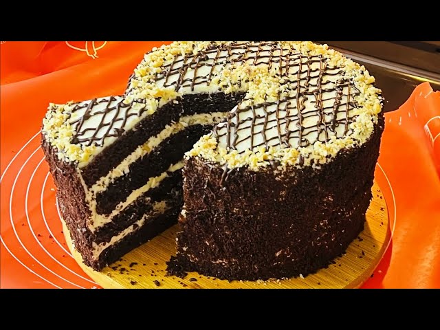 Шоколадный торт на кефире с двумя кремами Шоколадный торт на кефире с двумя кремами