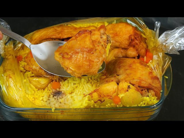 Запечённая курица с рисом в рукаве Запечённая курица с рисом в рукаве
